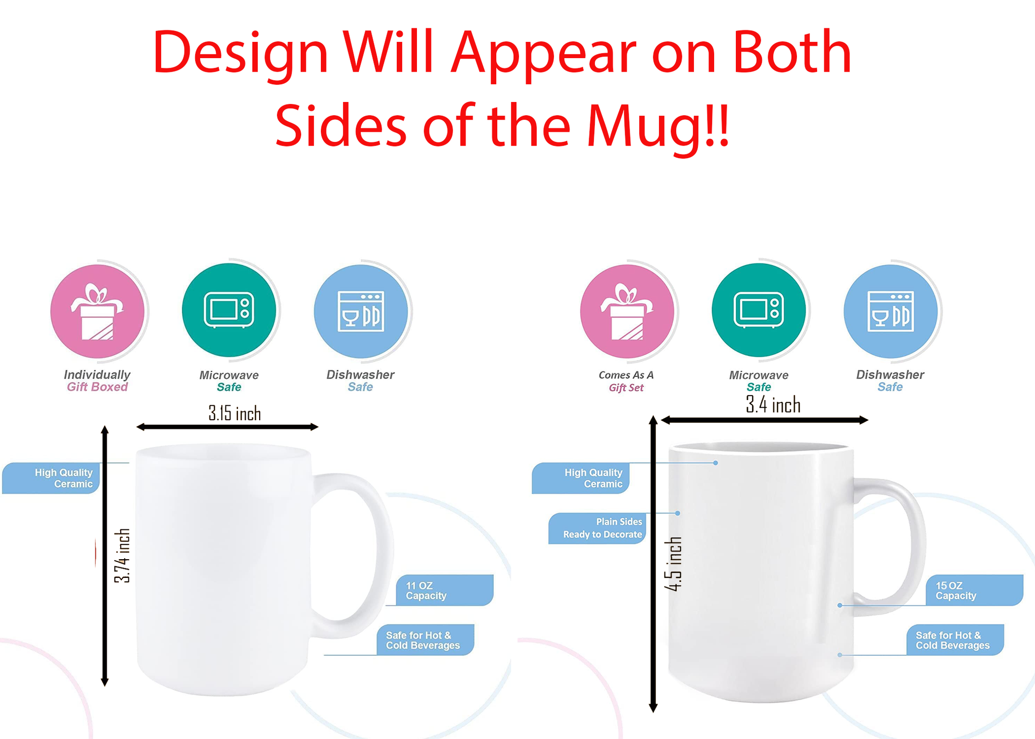 Ceramic mug with a two-tone design, featuring a colored handle and glossy finish, perfect for coffee or tea.