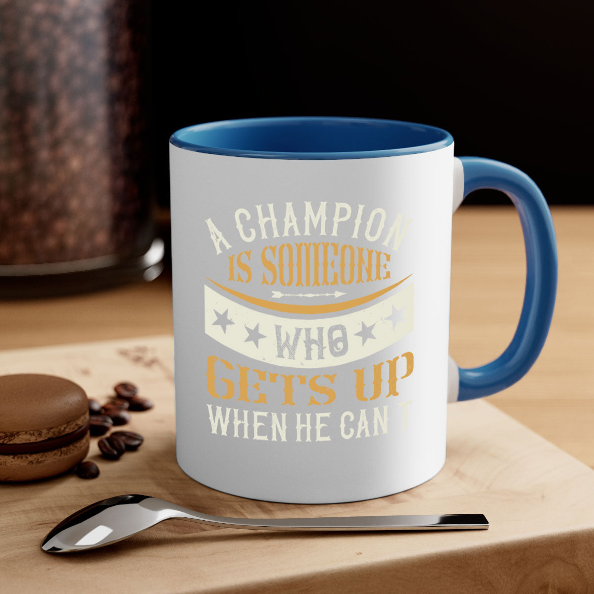 A stylish two-tone ceramic mug with a motivational quote, featuring a colored handle and glossy finish, available in multiple colors.