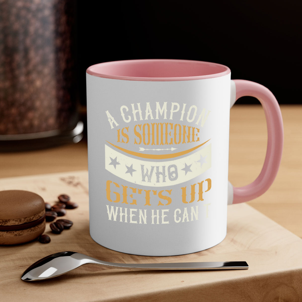 A stylish two-tone ceramic mug with a motivational quote, featuring a colored handle and glossy finish, available in multiple colors.