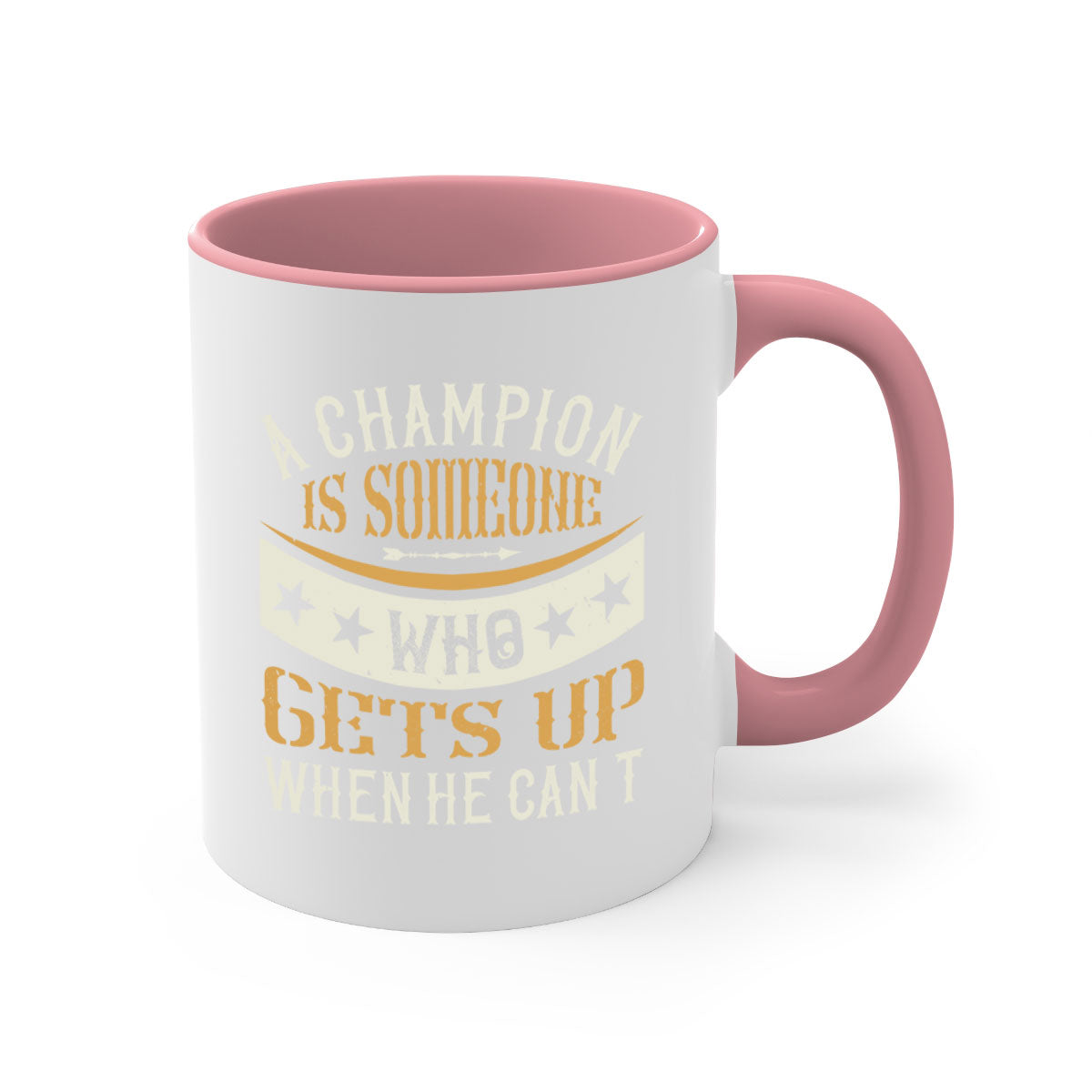 A stylish two-tone ceramic mug with a motivational quote, featuring a colored handle and glossy finish, available in multiple colors.