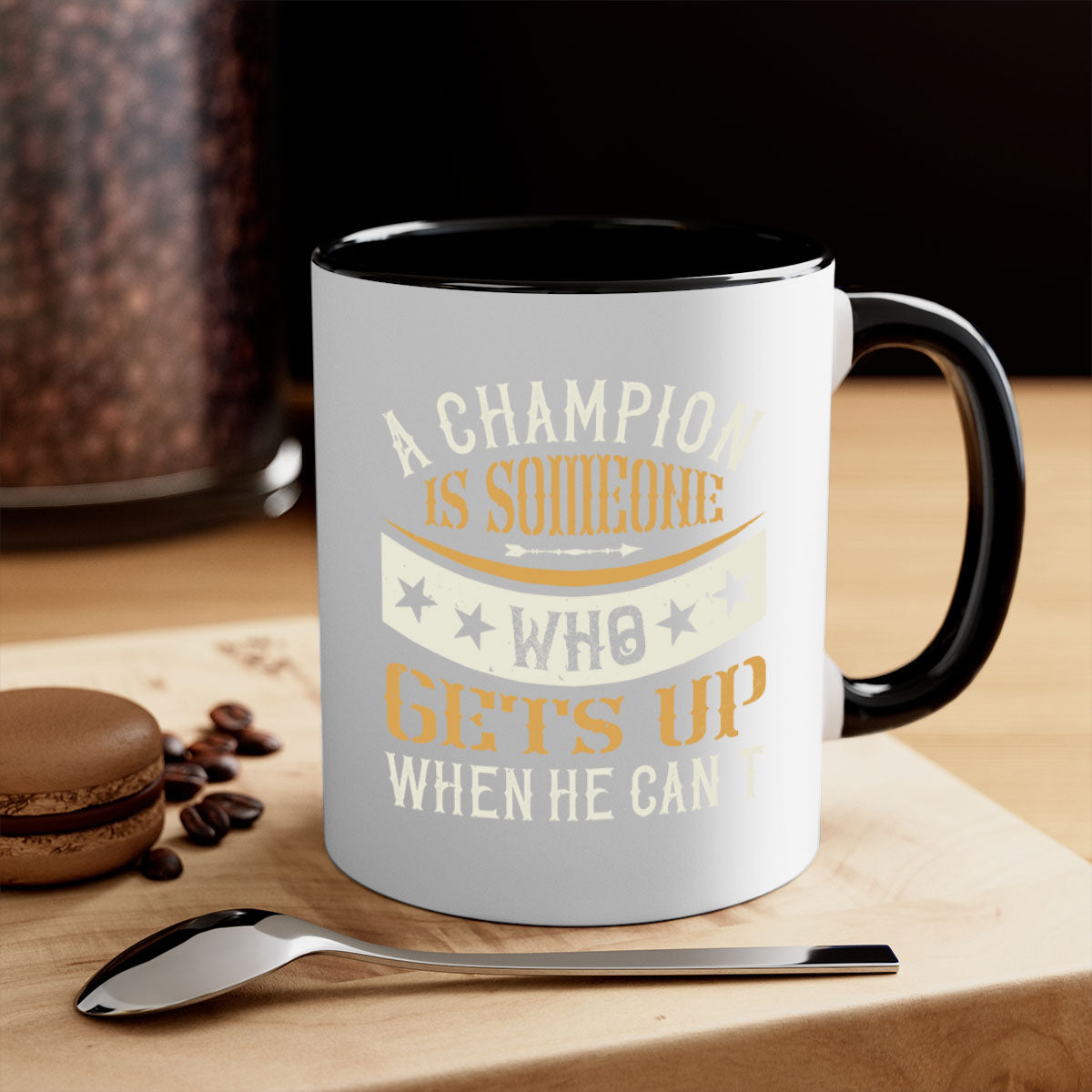 A stylish two-tone ceramic mug with a motivational quote, featuring a colored handle and glossy finish, available in multiple colors.