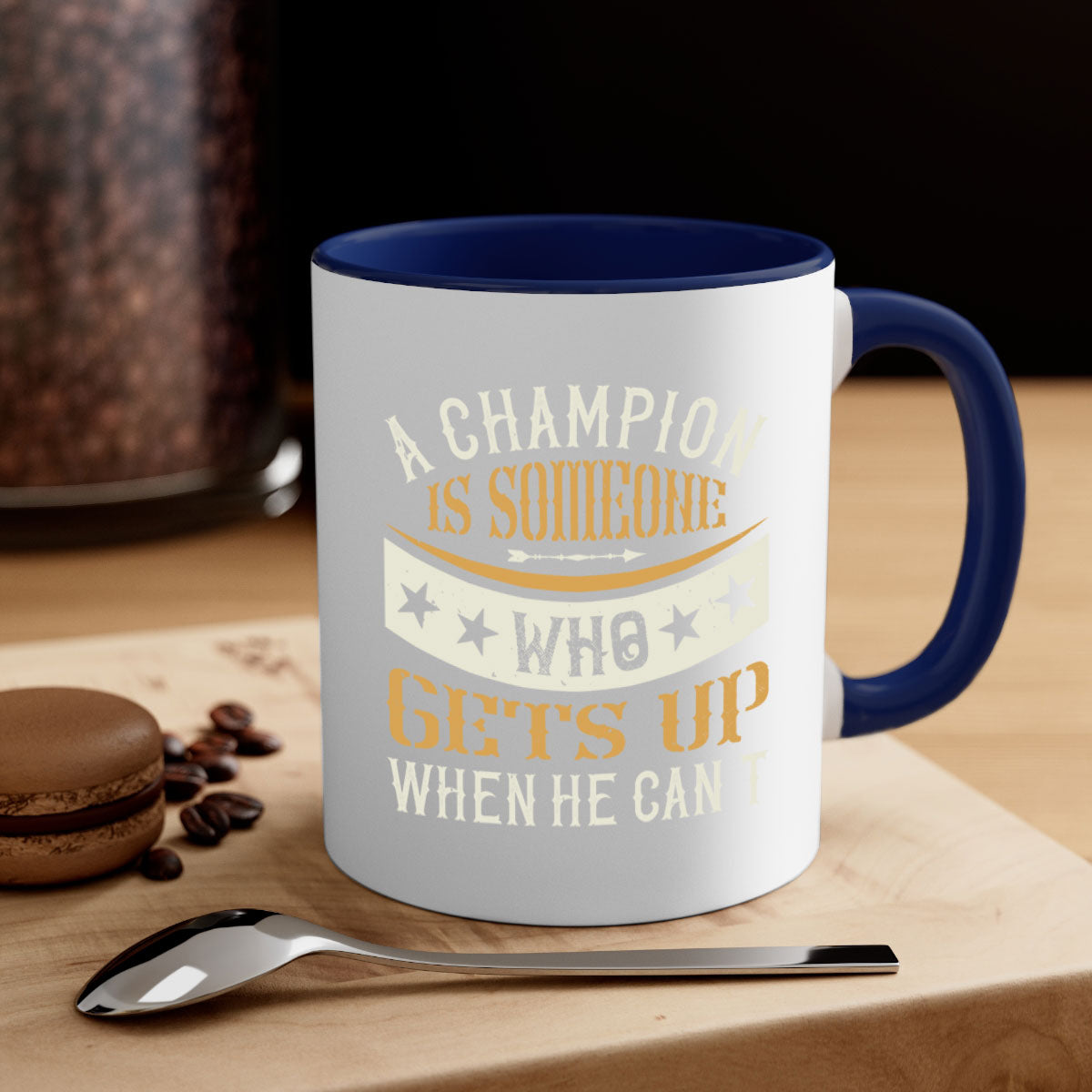 A stylish two-tone ceramic mug with a motivational quote, featuring a colored handle and glossy finish, available in multiple colors.