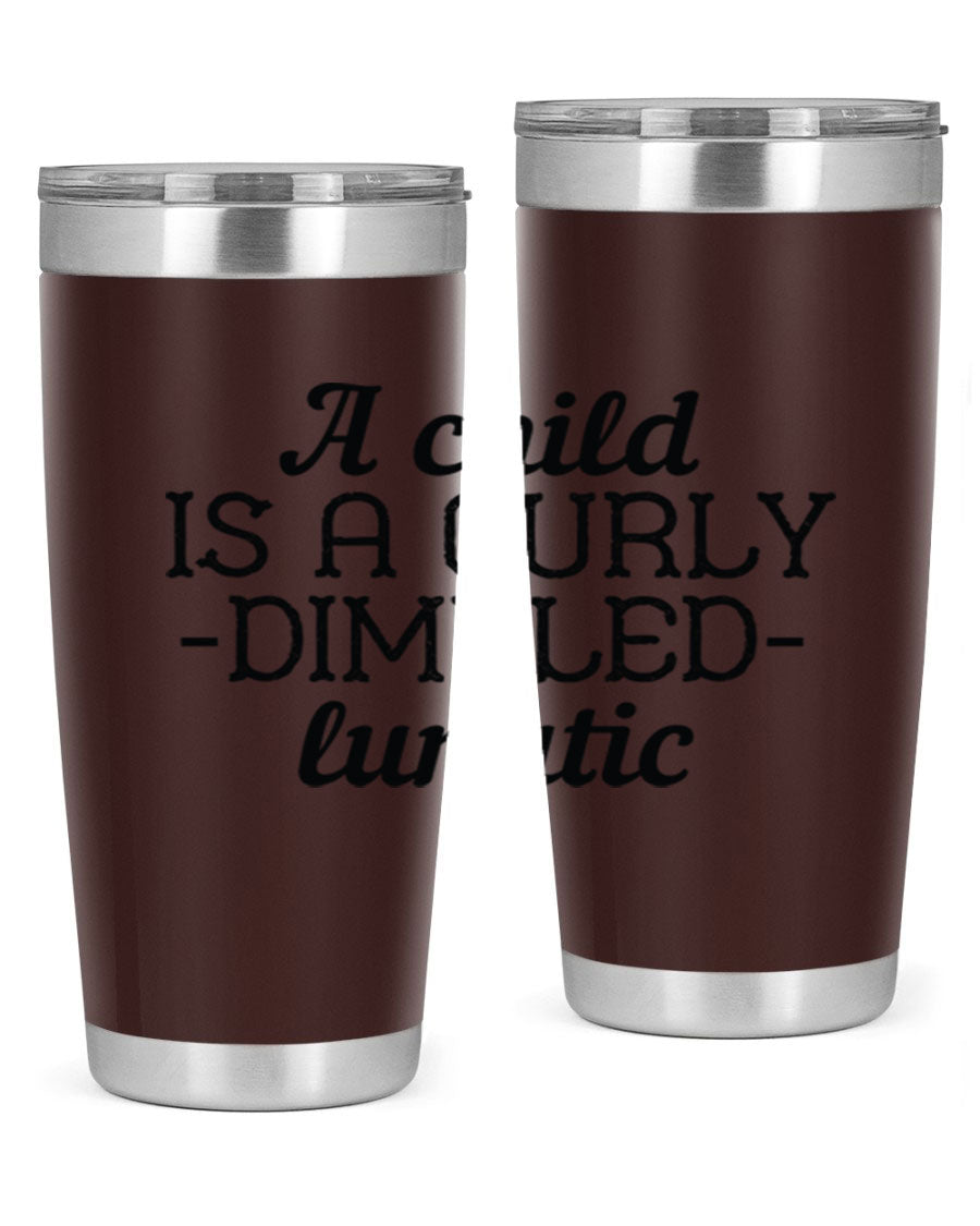 A colorful 20oz and 30oz stainless steel tumbler featuring a whimsical design, perfect for kids, showcasing its double wall vacuum insulation.