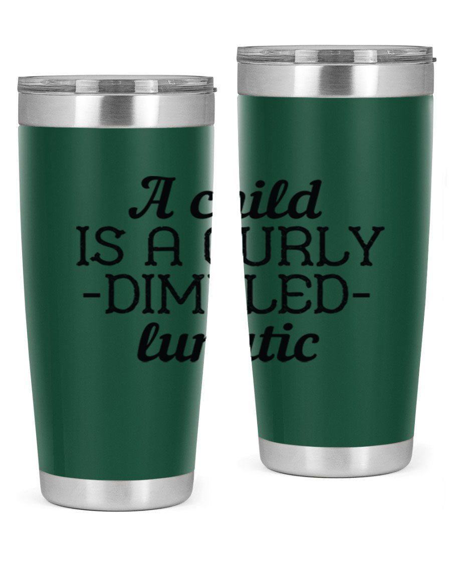 A colorful 20oz and 30oz stainless steel tumbler featuring a whimsical design, perfect for kids, showcasing its double wall vacuum insulation.