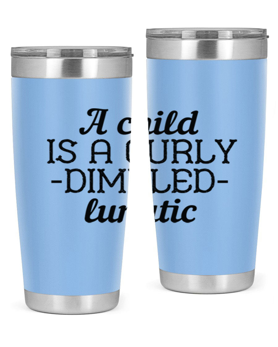 A colorful 20oz and 30oz stainless steel tumbler featuring a whimsical design, perfect for kids, showcasing its double wall vacuum insulation.