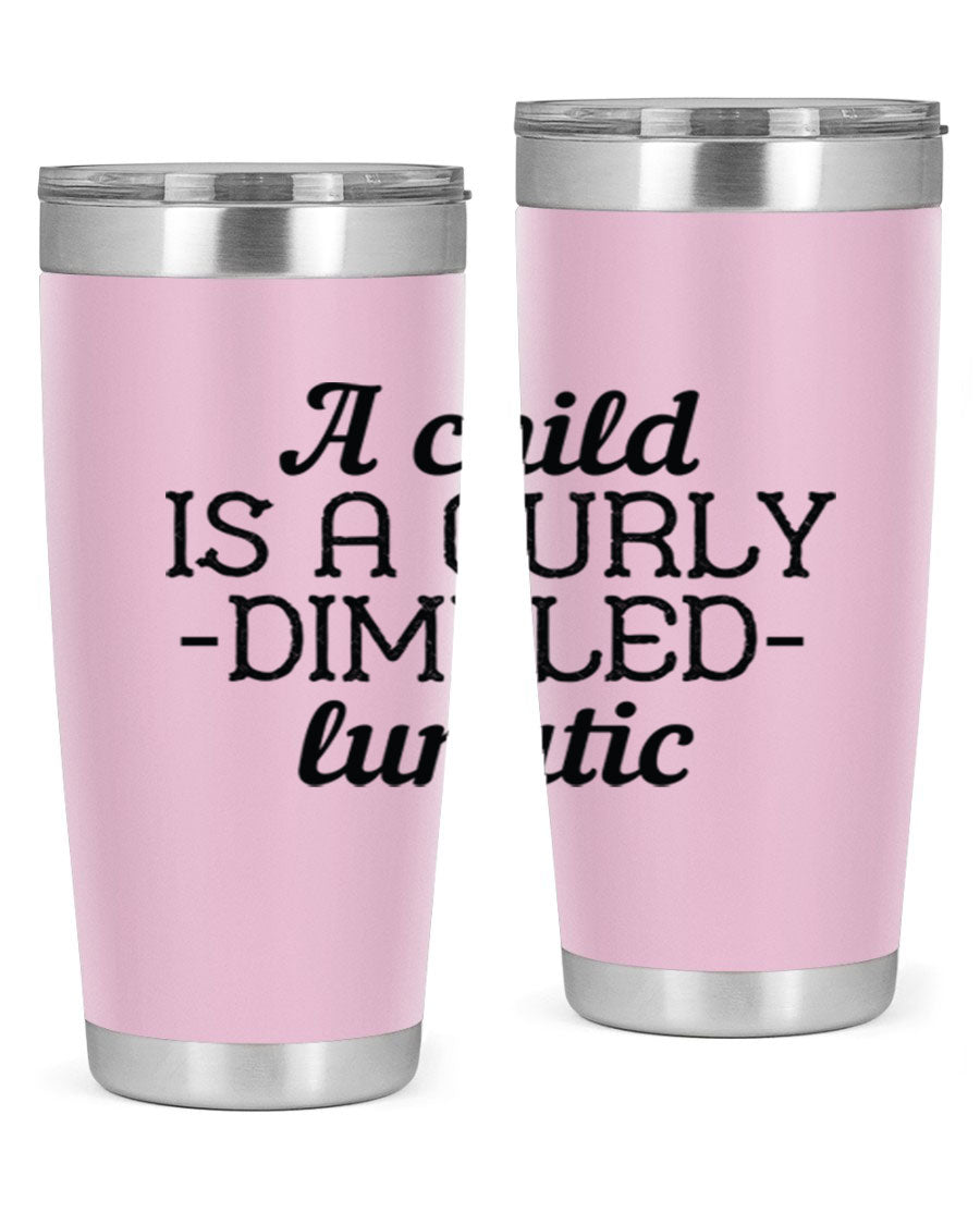 A colorful 20oz and 30oz stainless steel tumbler featuring a whimsical design, perfect for kids, showcasing its double wall vacuum insulation.