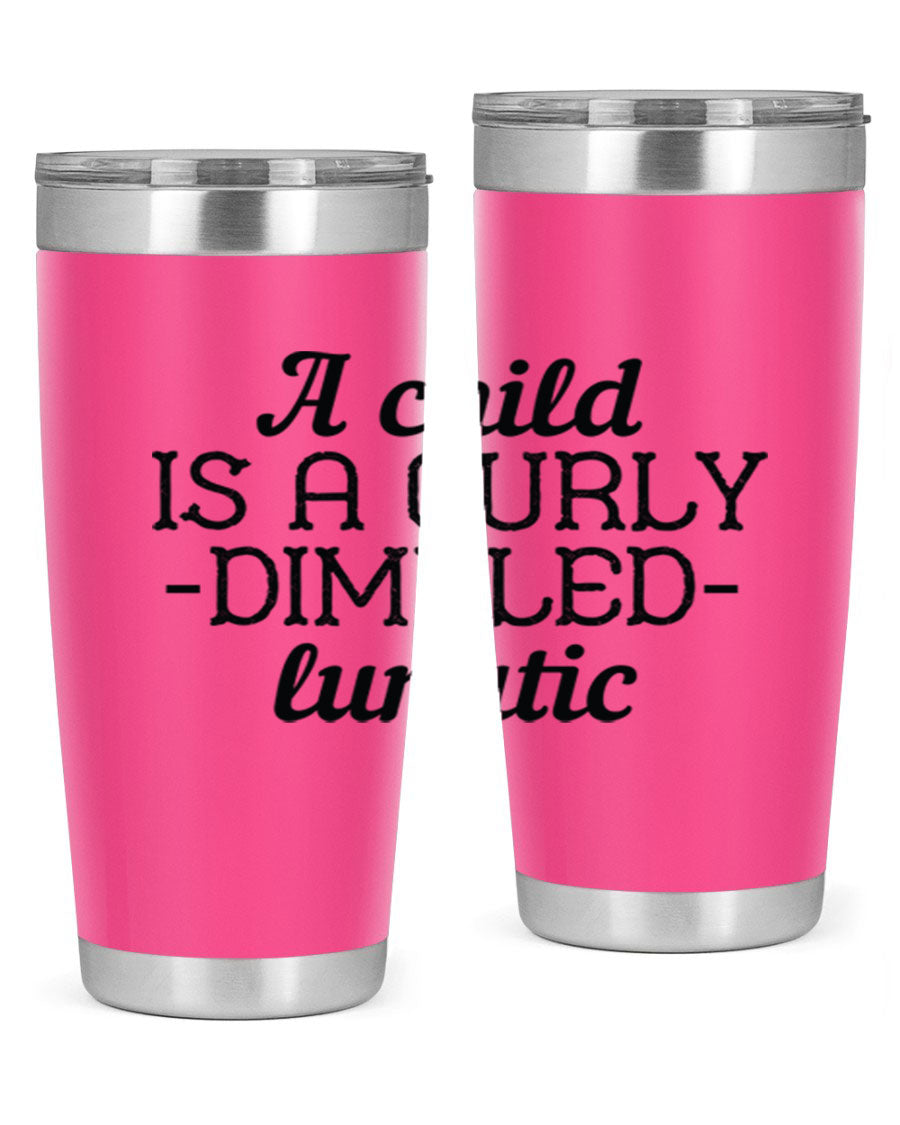 A colorful 20oz and 30oz stainless steel tumbler featuring a whimsical design, perfect for kids, showcasing its double wall vacuum insulation.