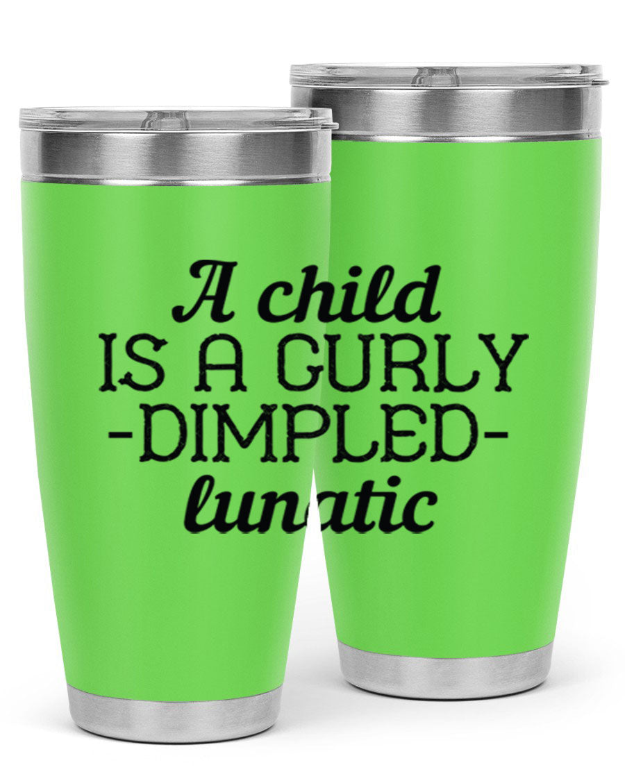 A colorful 20oz and 30oz stainless steel tumbler featuring a whimsical design, perfect for kids, showcasing its double wall vacuum insulation.