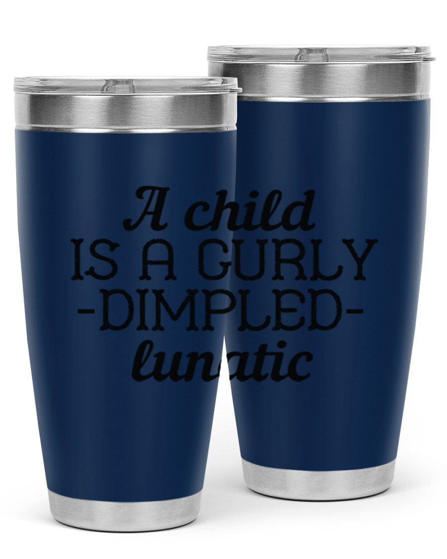 A colorful 20oz and 30oz stainless steel tumbler featuring a whimsical design, perfect for kids, showcasing its double wall vacuum insulation.