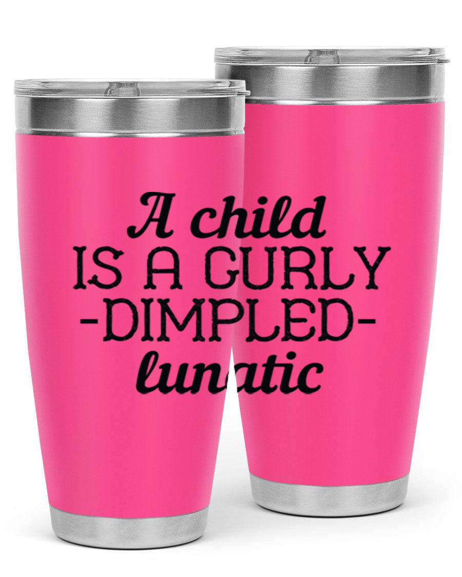 A colorful 20oz and 30oz stainless steel tumbler featuring a whimsical design, perfect for kids, showcasing its double wall vacuum insulation.