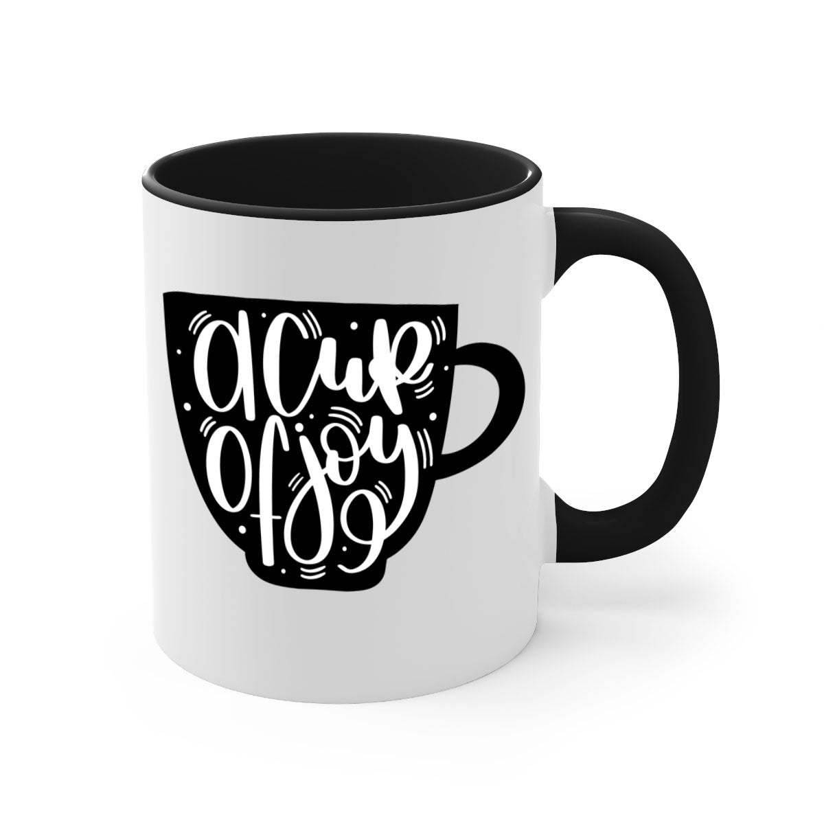 A Cup of Joy 191# Coffee Mug with a glossy finish, featuring a colored handle and interior, available in five vibrant colors.