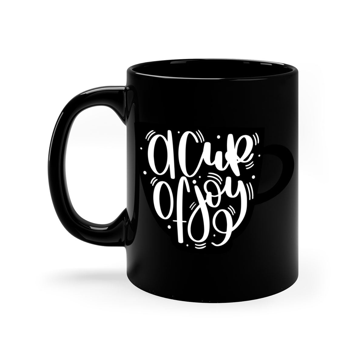 A Cup of Joy 191# Coffee Mug with a glossy finish, featuring a colored handle and interior, available in five vibrant colors.