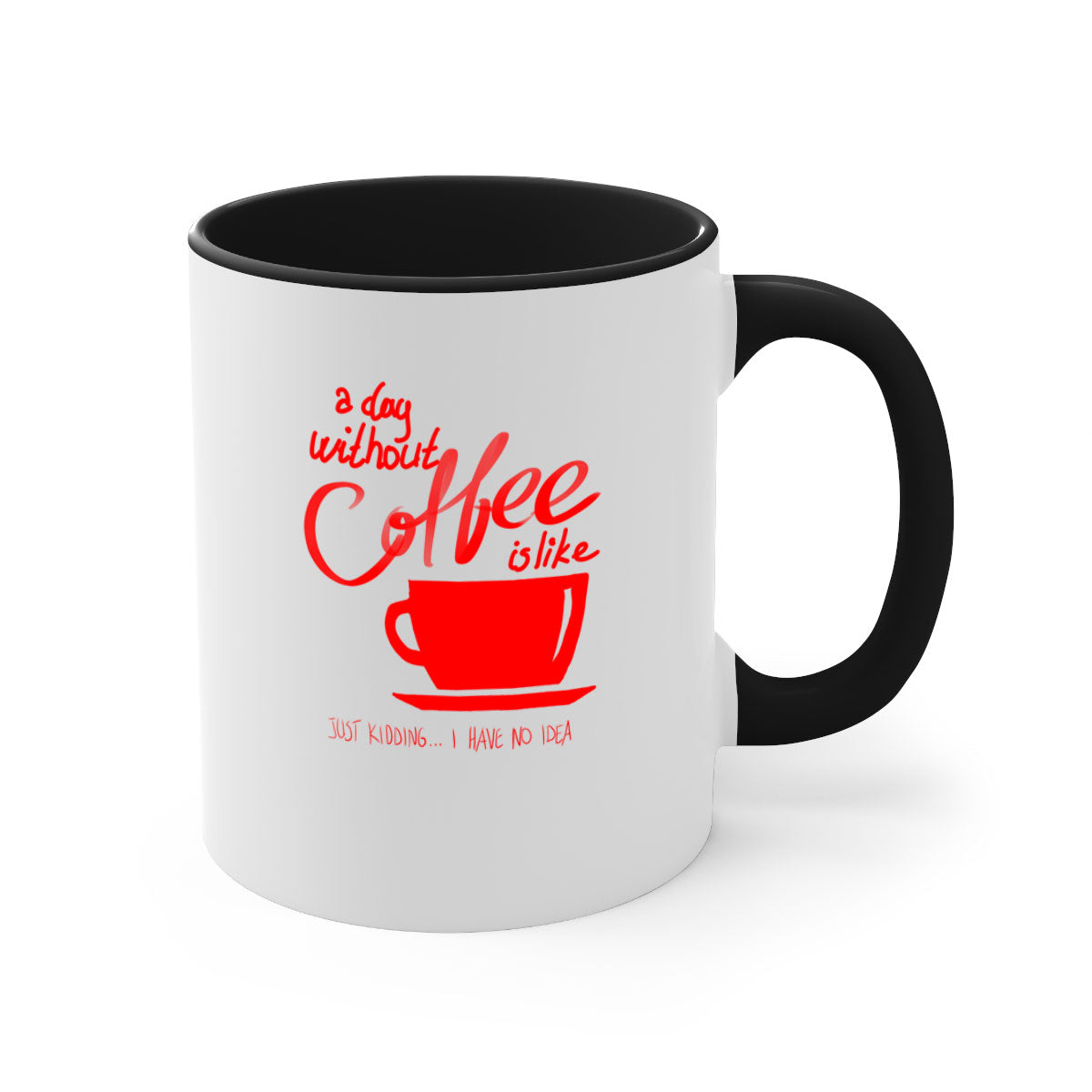 A stylish two-tone coffee mug with a glossy finish, featuring a colored handle and interior, available in multiple colors.