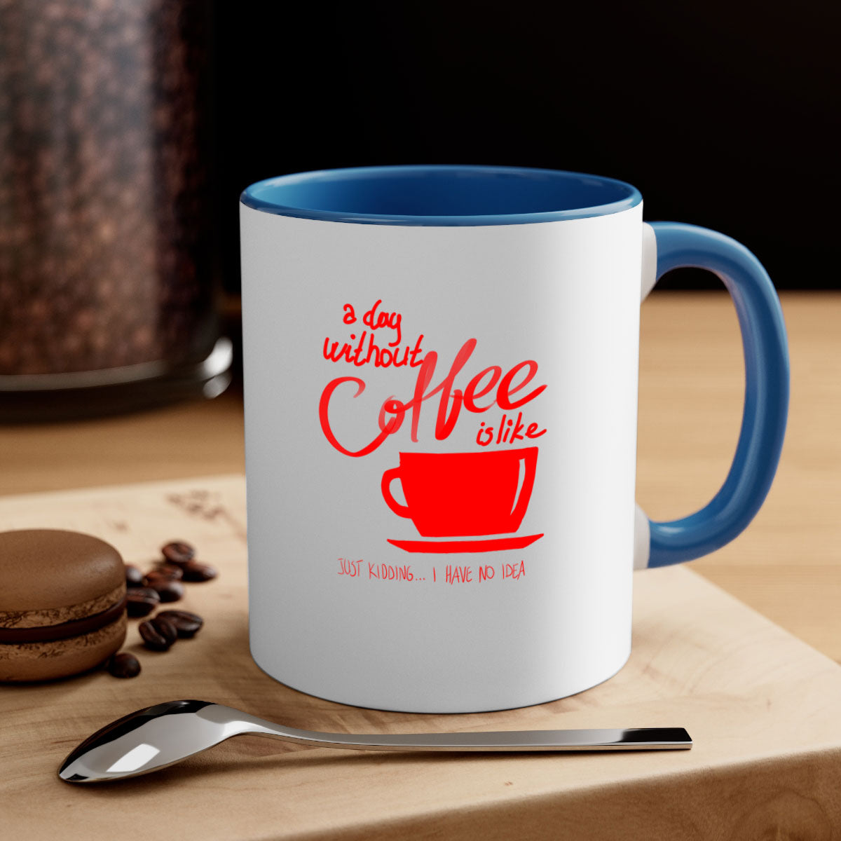 A stylish two-tone coffee mug with a glossy finish, featuring a colored handle and interior, available in multiple colors.