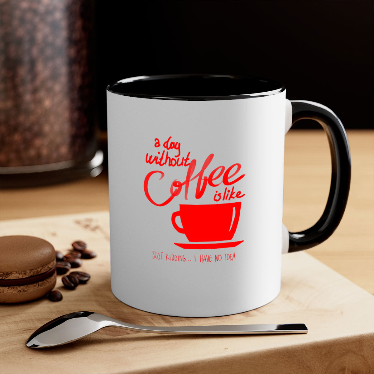 A stylish two-tone coffee mug with a glossy finish, featuring a colored handle and interior, available in multiple colors.