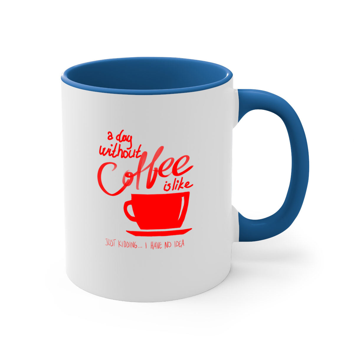 A stylish two-tone coffee mug with a glossy finish, featuring a colored handle and interior, available in multiple colors.