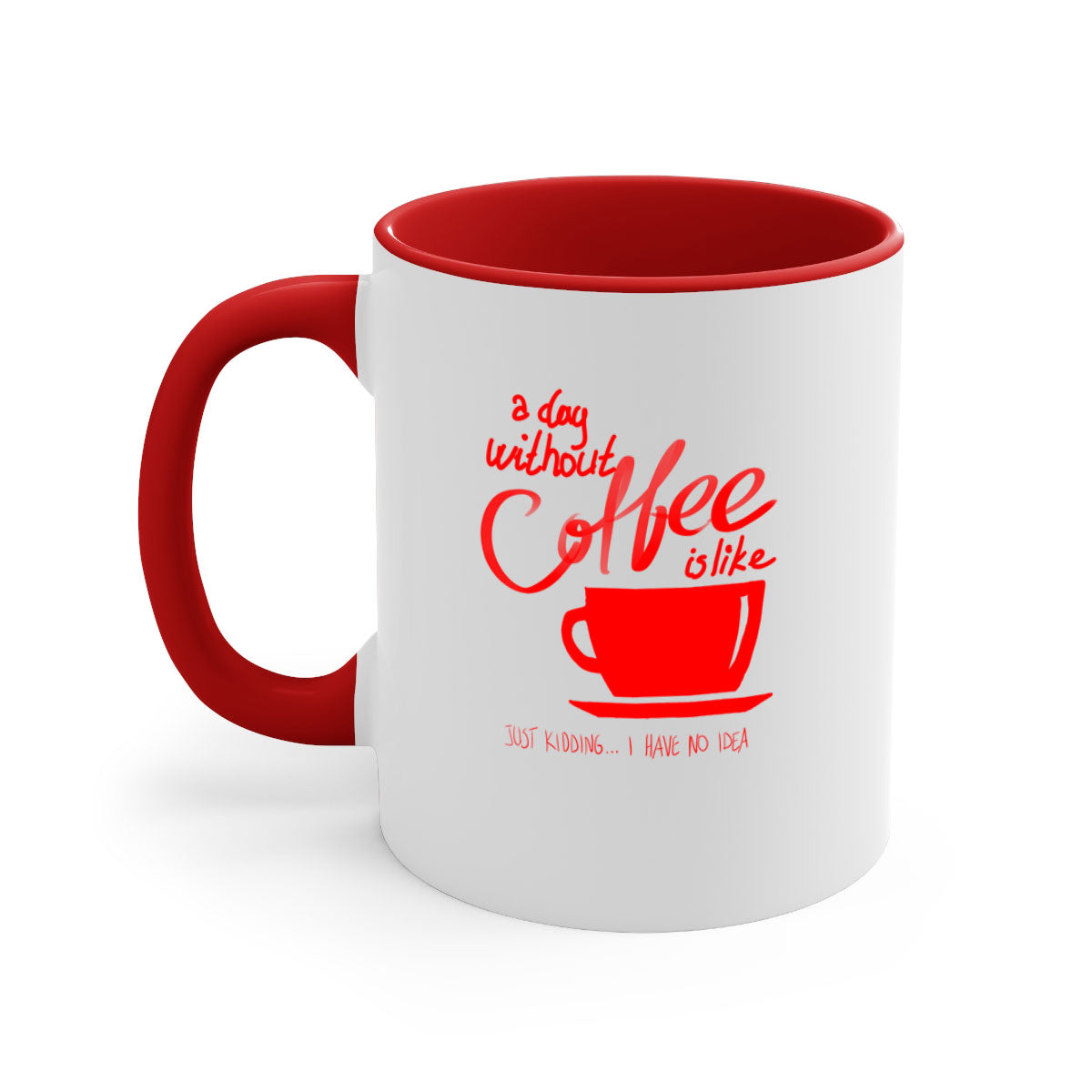 A stylish two-tone coffee mug with a glossy finish, featuring a colored handle and interior, available in multiple colors.