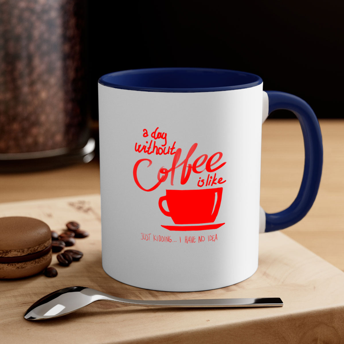 A stylish two-tone coffee mug with a glossy finish, featuring a colored handle and interior, available in multiple colors.