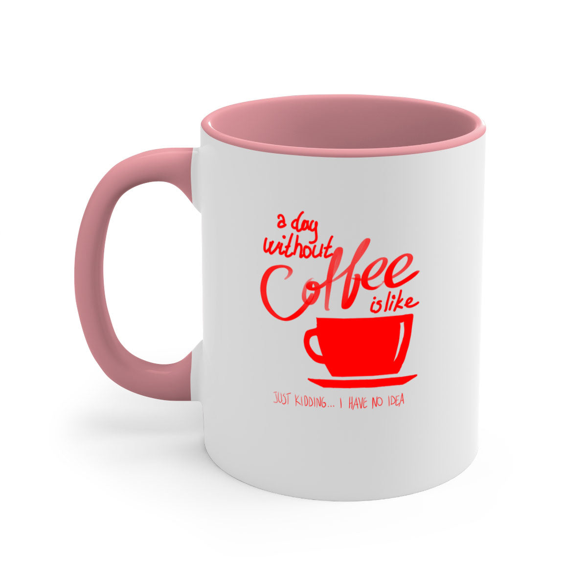 A stylish two-tone coffee mug with a glossy finish, featuring a colored handle and interior, available in multiple colors.