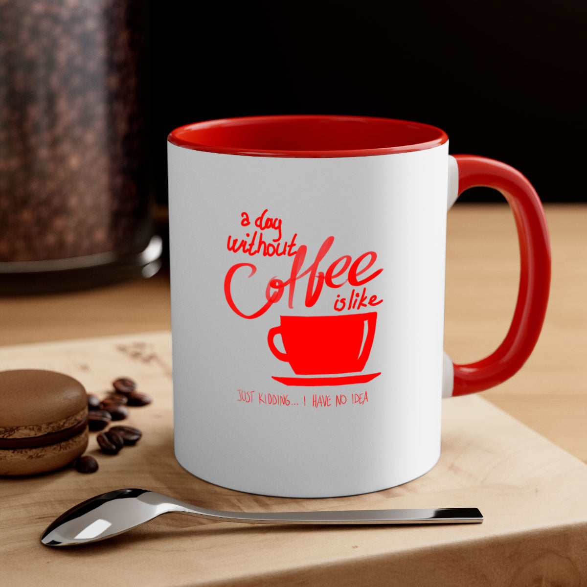 A stylish two-tone coffee mug with a glossy finish, featuring a colored handle and interior, available in multiple colors.