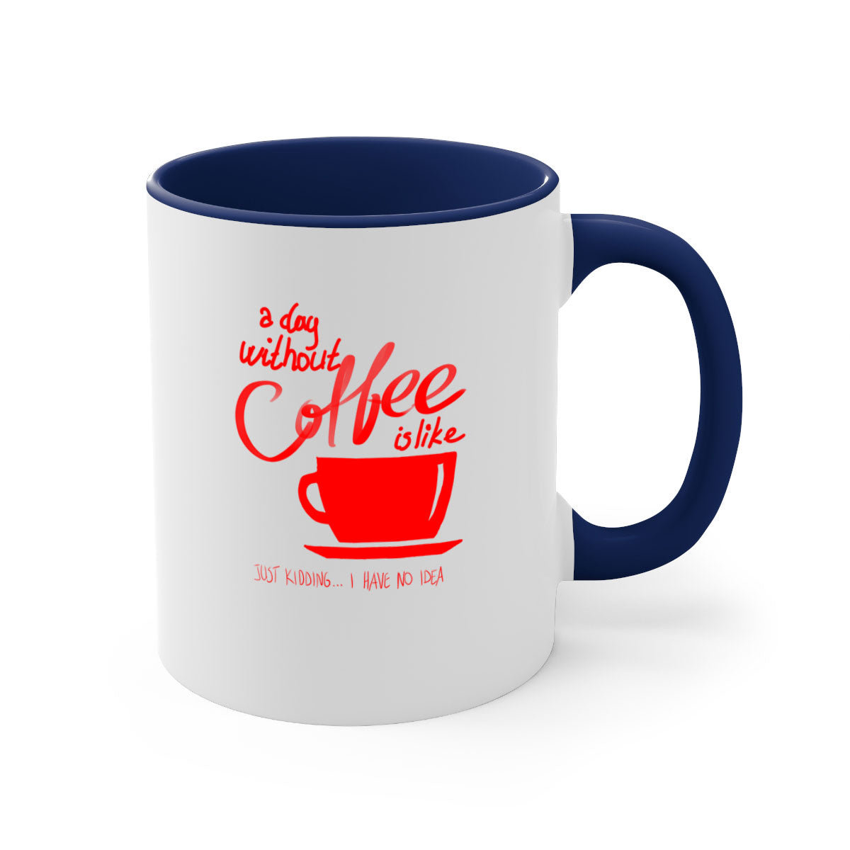 A stylish two-tone coffee mug with a glossy finish, featuring a colored handle and interior, available in multiple colors.