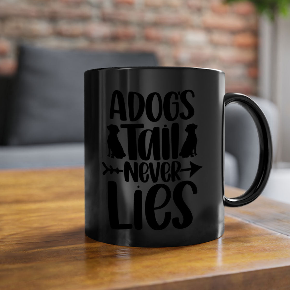 A Dogs Tail Never Lies Style 37# Dog Mug featuring a glossy finish, colored handle, and interior, available in five colors.