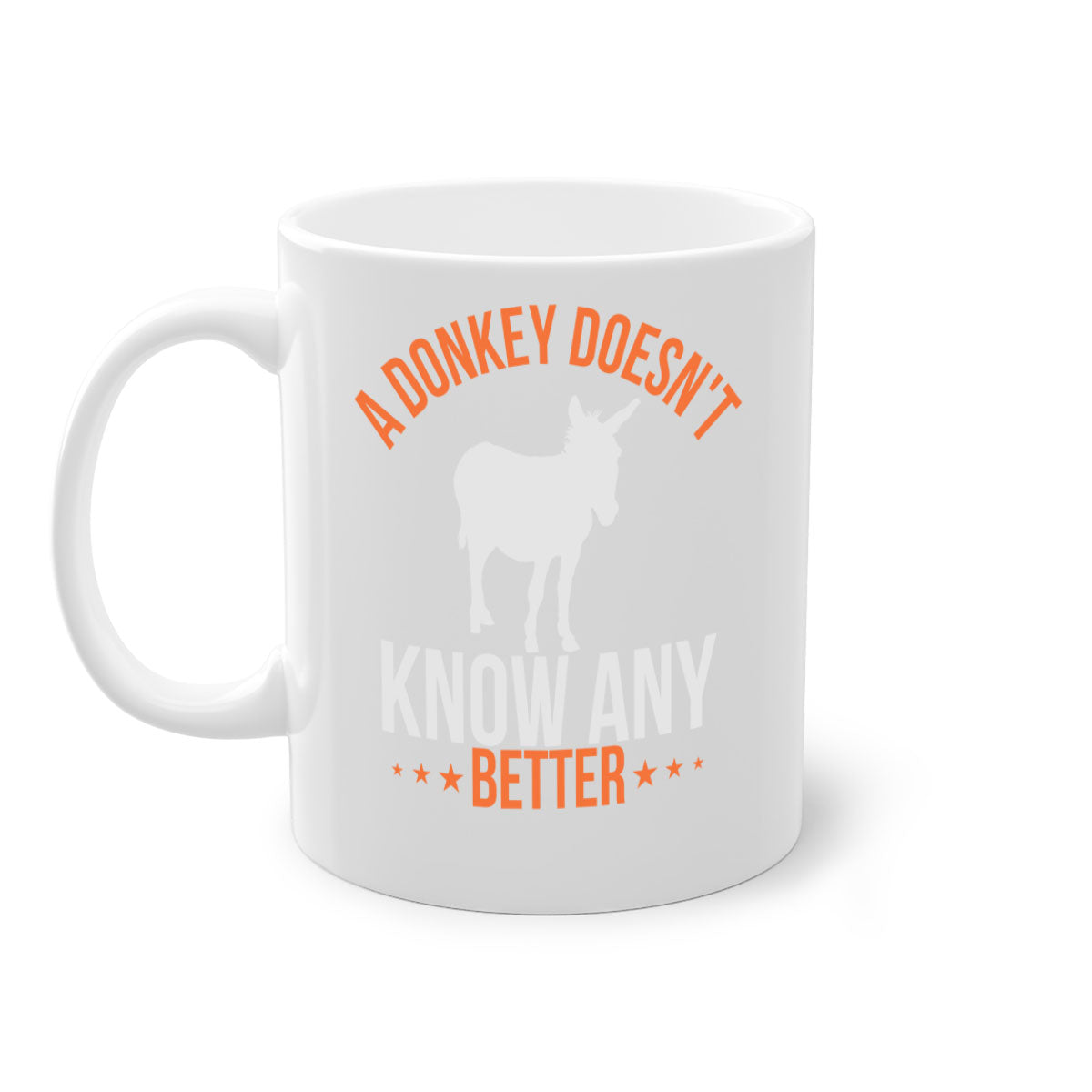 A colorful two-tone donkey mug with a glossy finish, featuring a C-shaped handle, available in five colors.