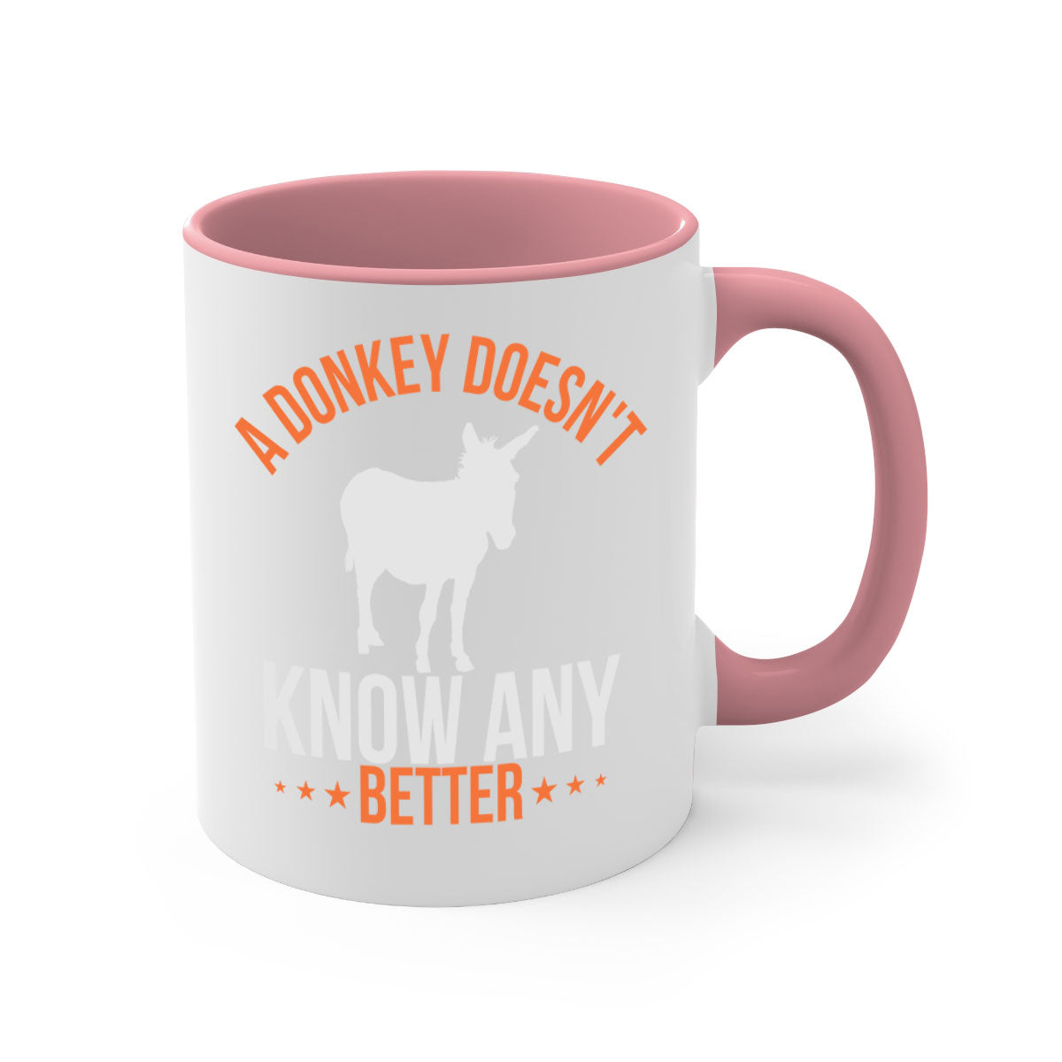 A colorful two-tone donkey mug with a glossy finish, featuring a C-shaped handle, available in five colors.