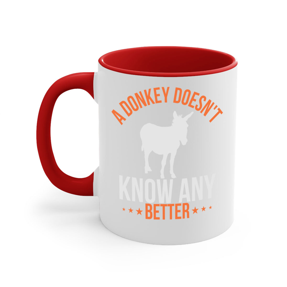 A colorful two-tone donkey mug with a glossy finish, featuring a C-shaped handle, available in five colors.