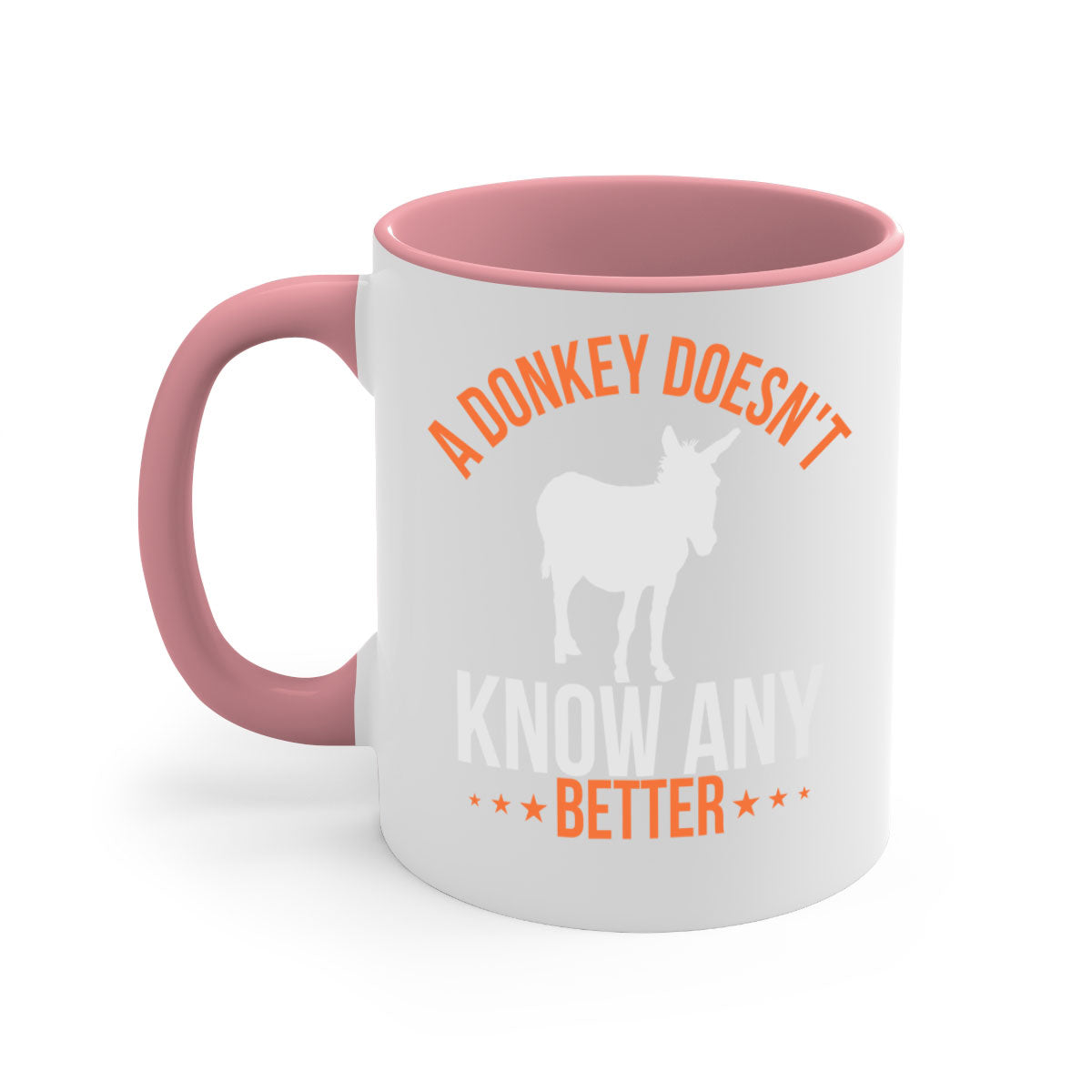 A colorful two-tone donkey mug with a glossy finish, featuring a C-shaped handle, available in five colors.