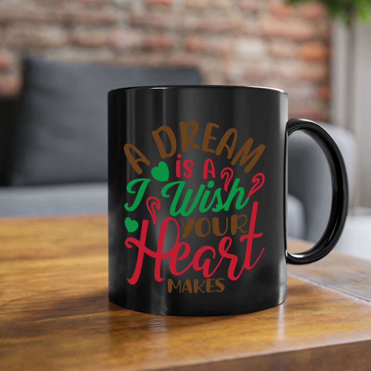 A two-tone ceramic coffee mug featuring the phrase 'A Dream Is A Wish Your Heart Makes', available in multiple colors with a glossy finish.