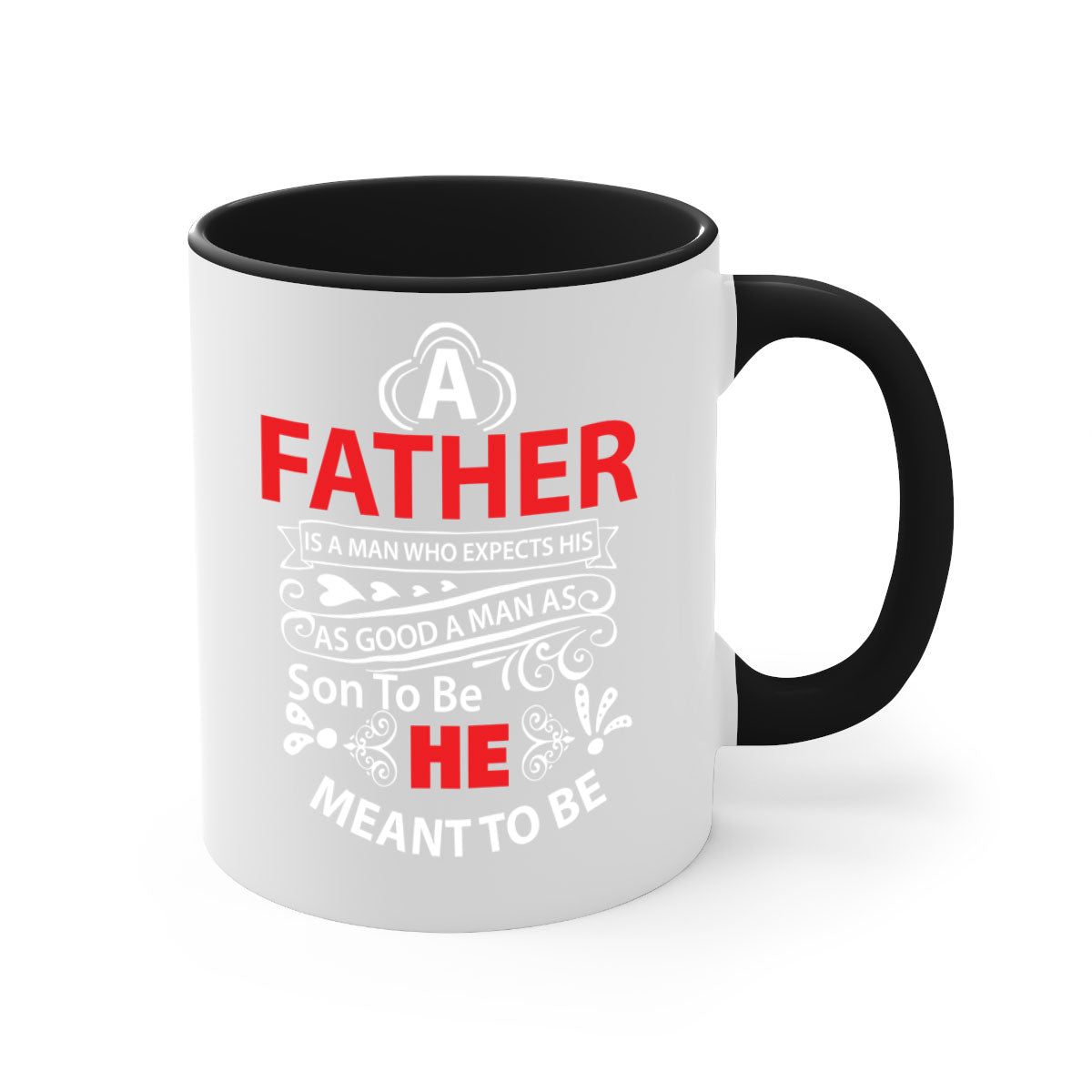 A Father 247# Mug featuring a glossy finish and colorful handle, available in multiple colors and sizes.