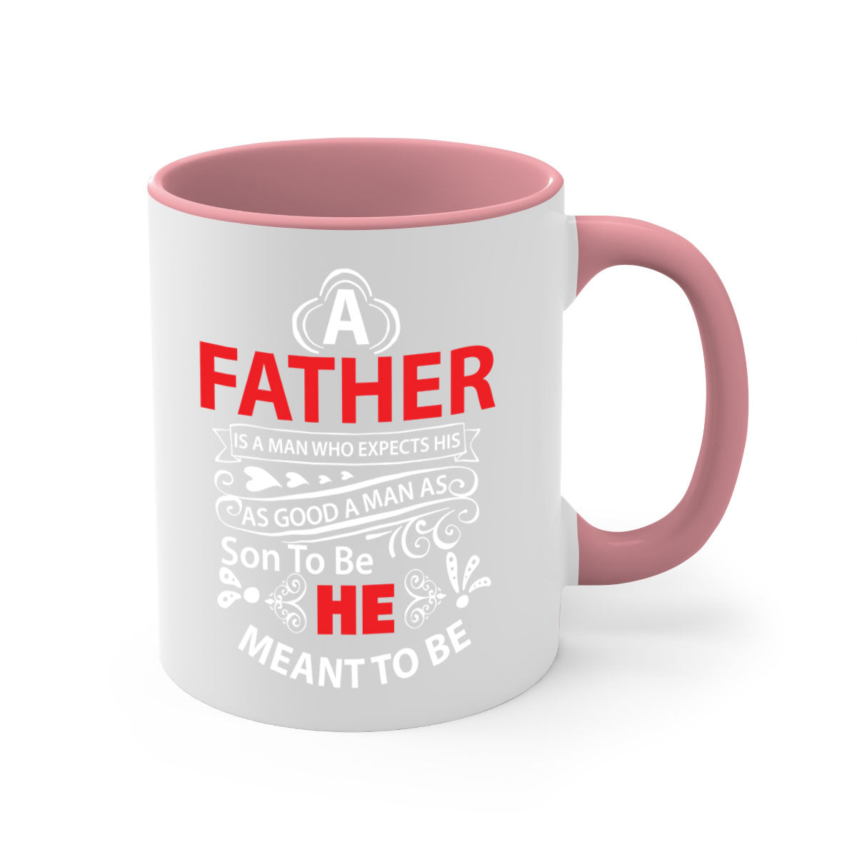 A Father 247# Mug featuring a glossy finish and colorful handle, available in multiple colors and sizes.