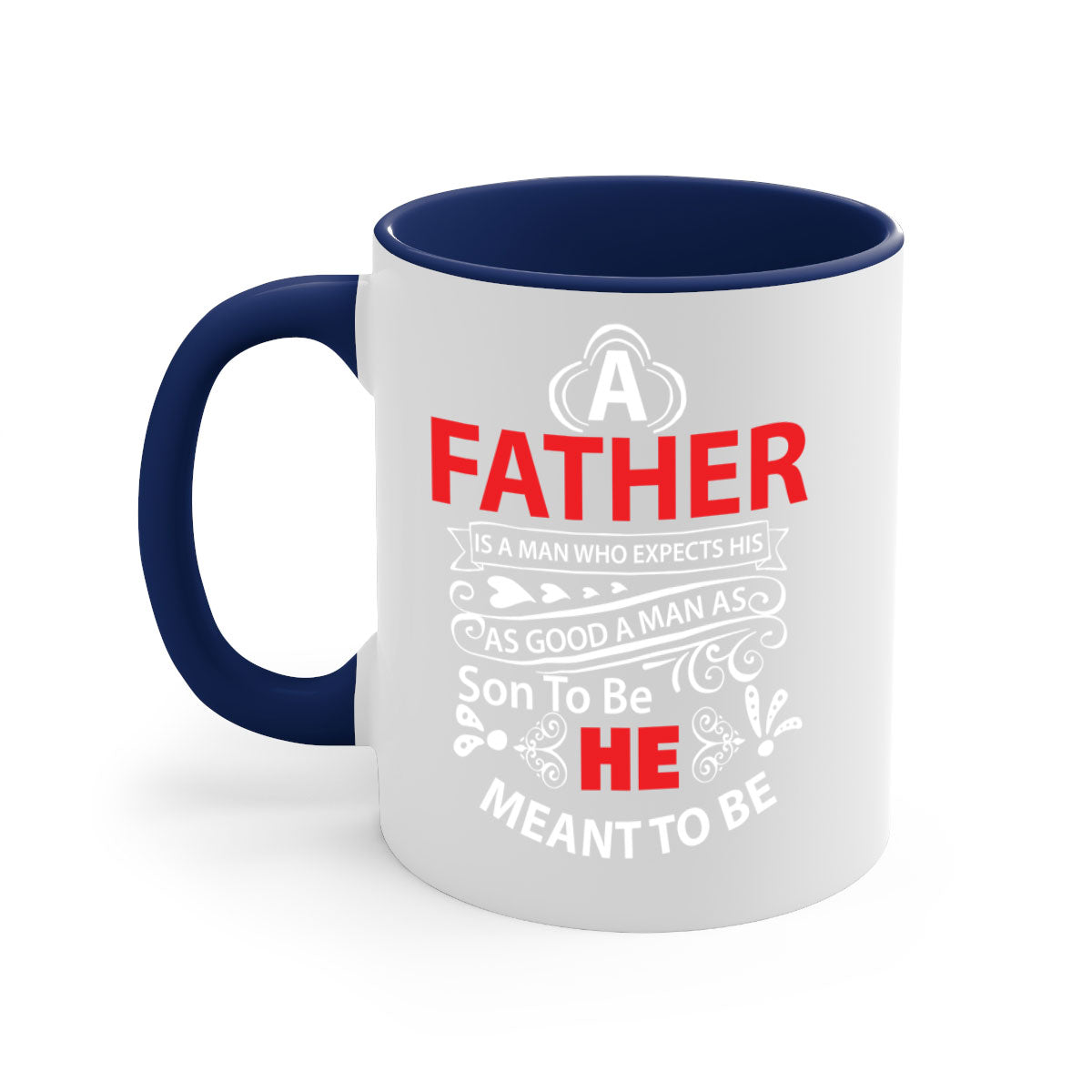 A Father 247# Mug featuring a glossy finish and colorful handle, available in multiple colors and sizes.