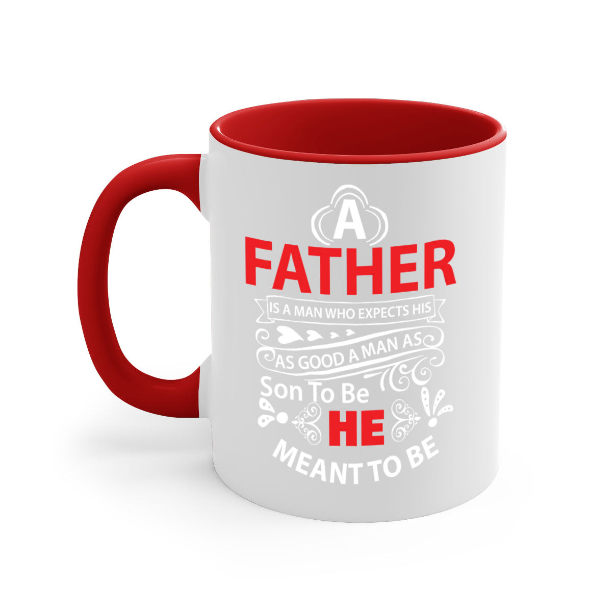 A Father 247# Mug featuring a glossy finish and colorful handle, available in multiple colors and sizes.