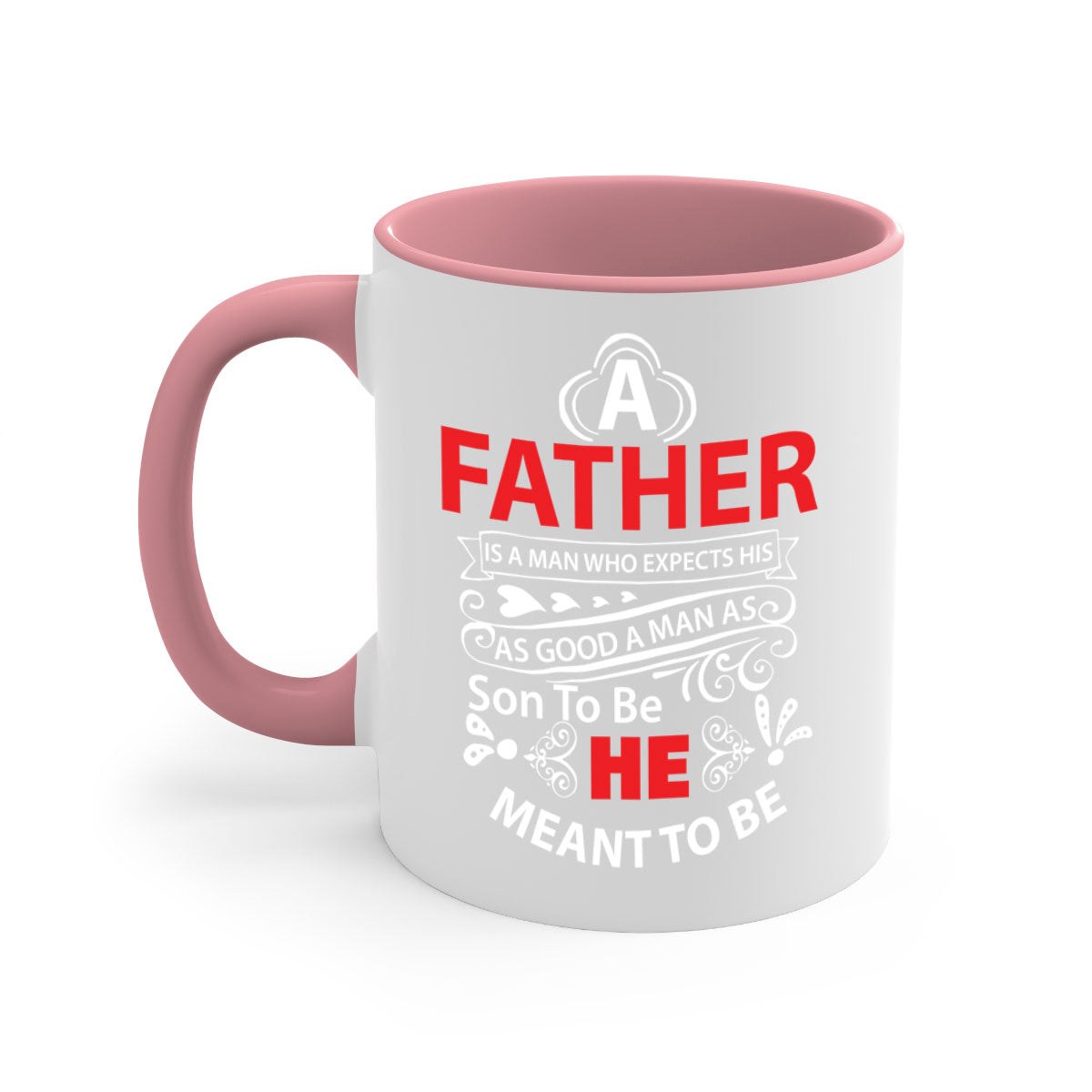 A Father 247# Mug featuring a glossy finish and colorful handle, available in multiple colors and sizes.