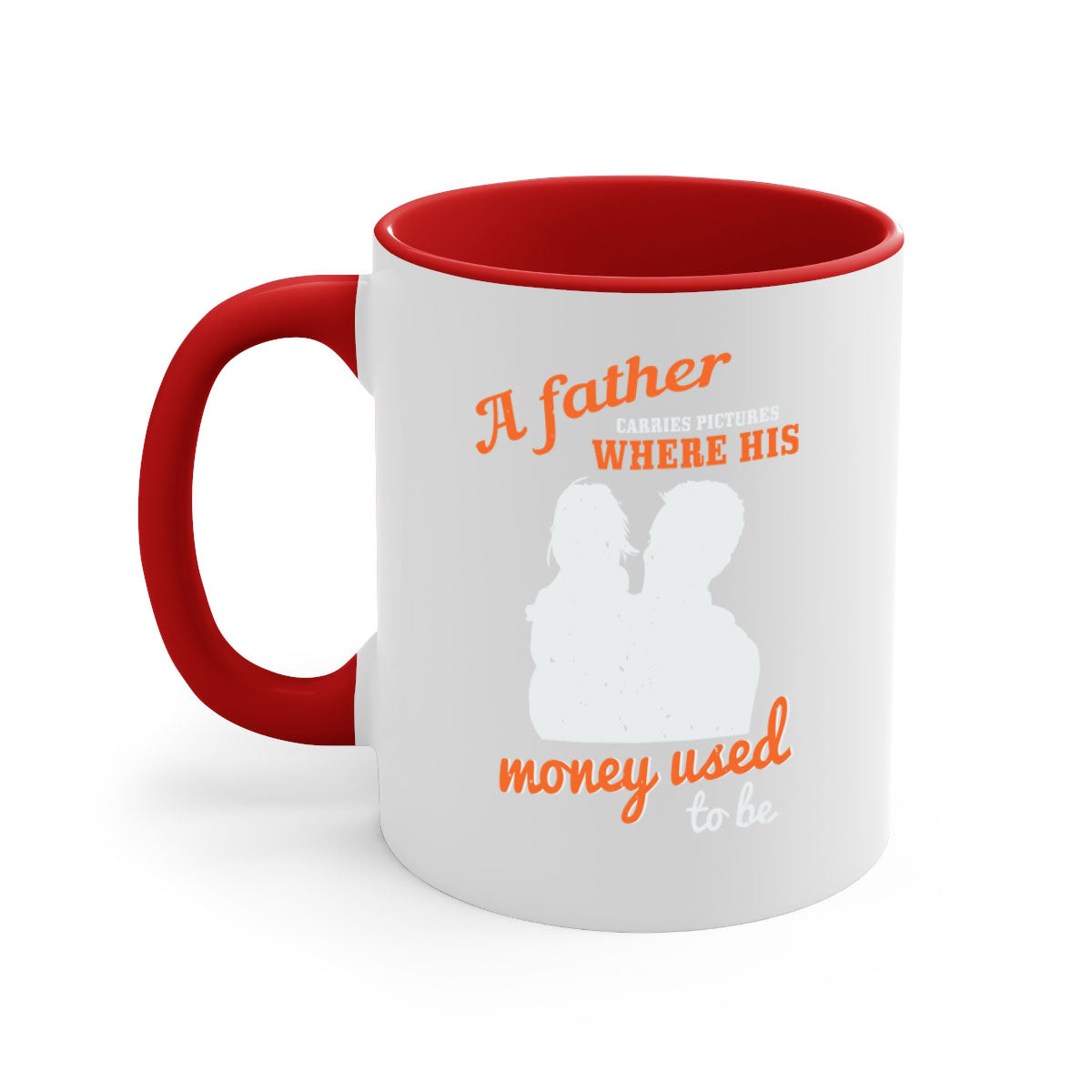 A stylish two-tone ceramic mug with a colored handle and glossy finish, perfect for coffee or tea, ideal for Father's Day gifts.