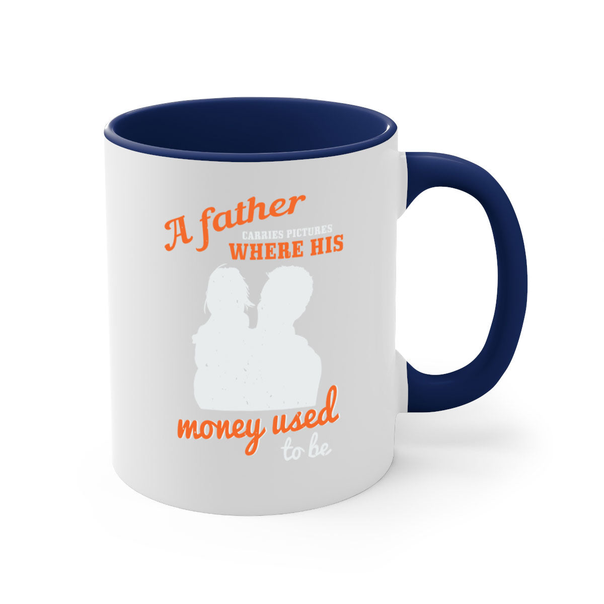 A stylish two-tone ceramic mug with a colored handle and glossy finish, perfect for coffee or tea, ideal for Father's Day gifts.