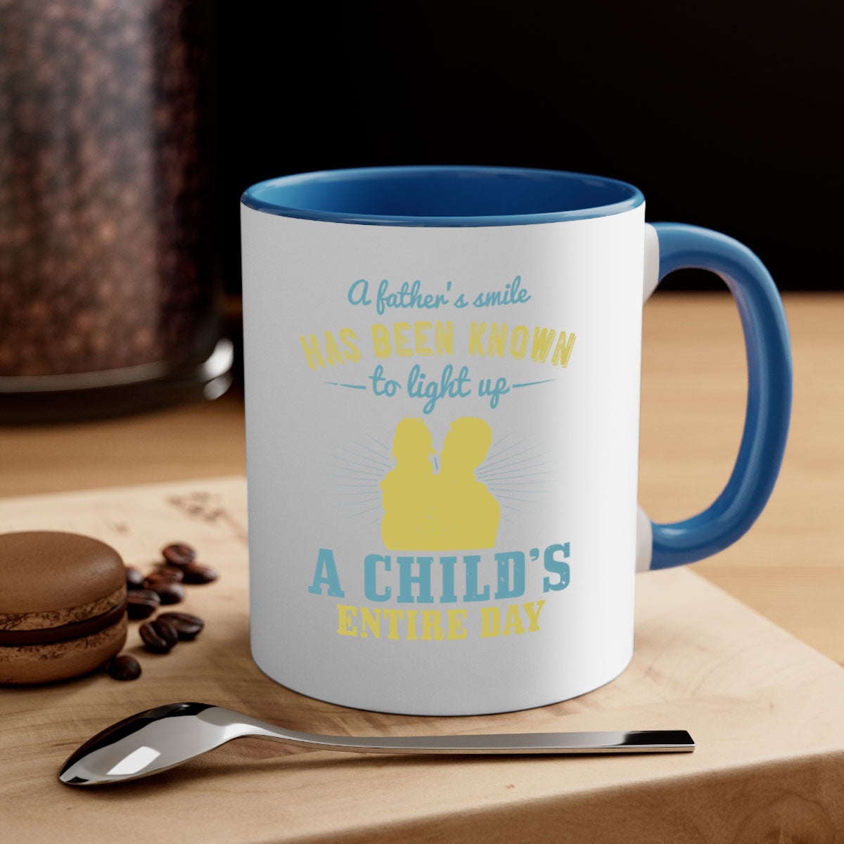 A stylish two-tone coffee mug with a glossy finish, featuring a colored handle and interior, perfect for Father's Day gifts.