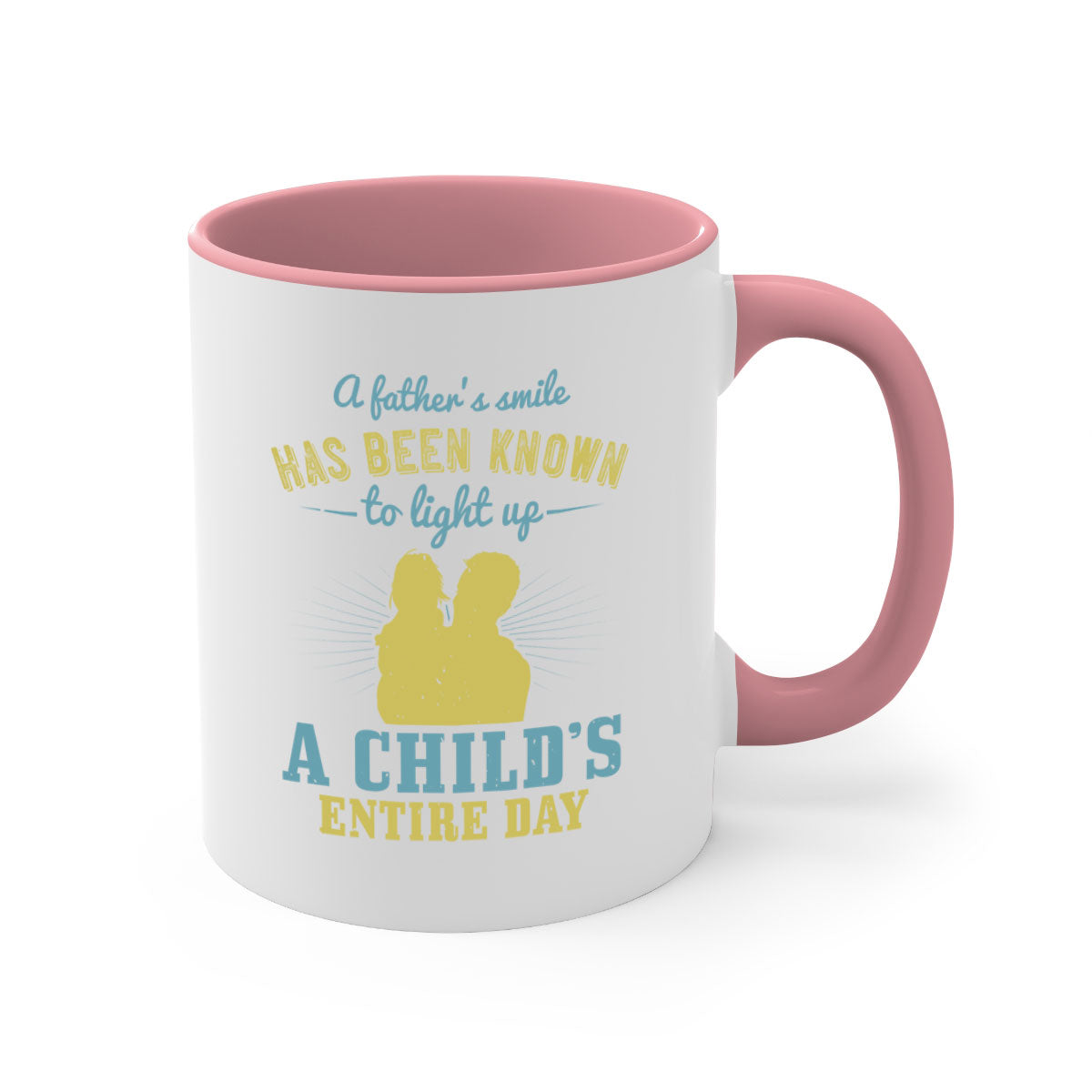 A stylish two-tone coffee mug with a glossy finish, featuring a colored handle and interior, perfect for Father's Day gifts.