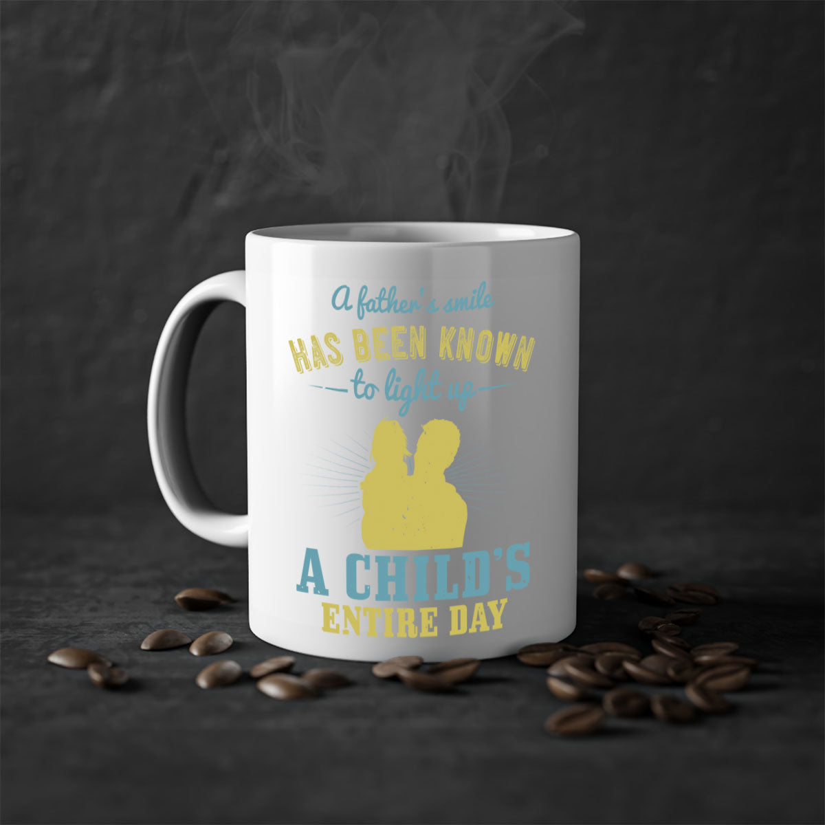 A stylish two-tone coffee mug with a glossy finish, featuring a colored handle and interior, perfect for Father's Day gifts.