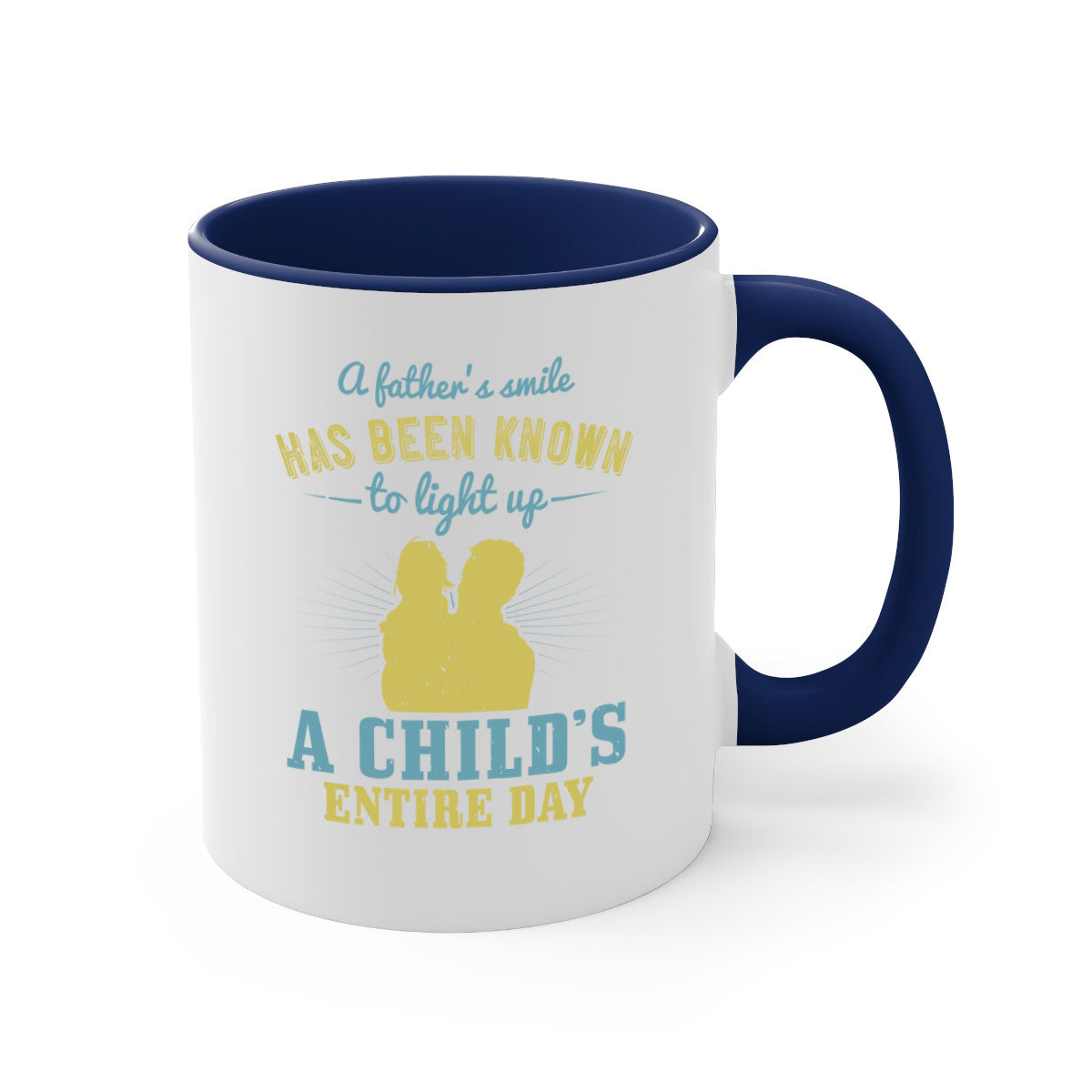 A stylish two-tone coffee mug with a glossy finish, featuring a colored handle and interior, perfect for Father's Day gifts.