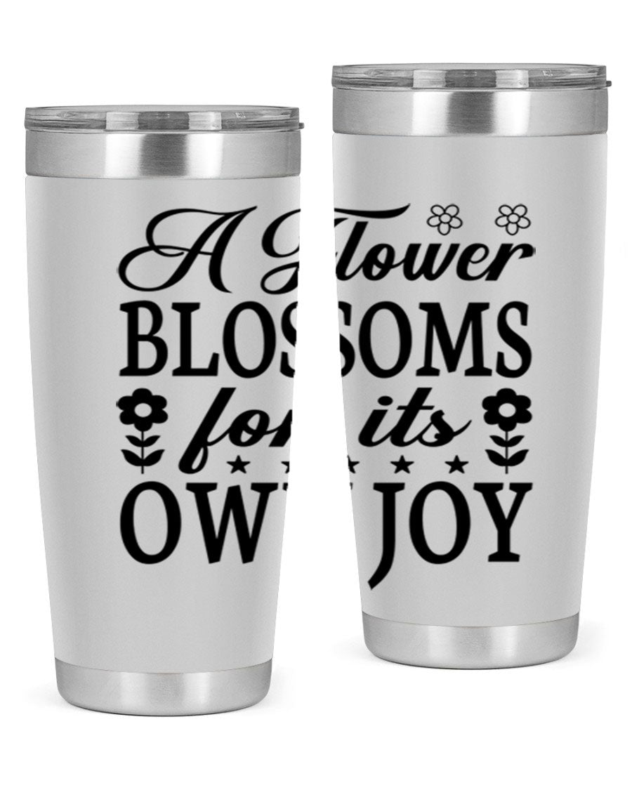 A stylish 20oz stainless steel tumbler featuring a floral design, perfect for keeping beverages hot or cold.