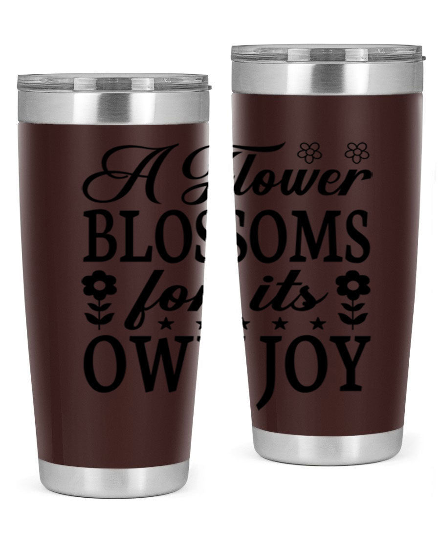 A stylish 20oz stainless steel tumbler featuring a floral design, perfect for keeping beverages hot or cold.