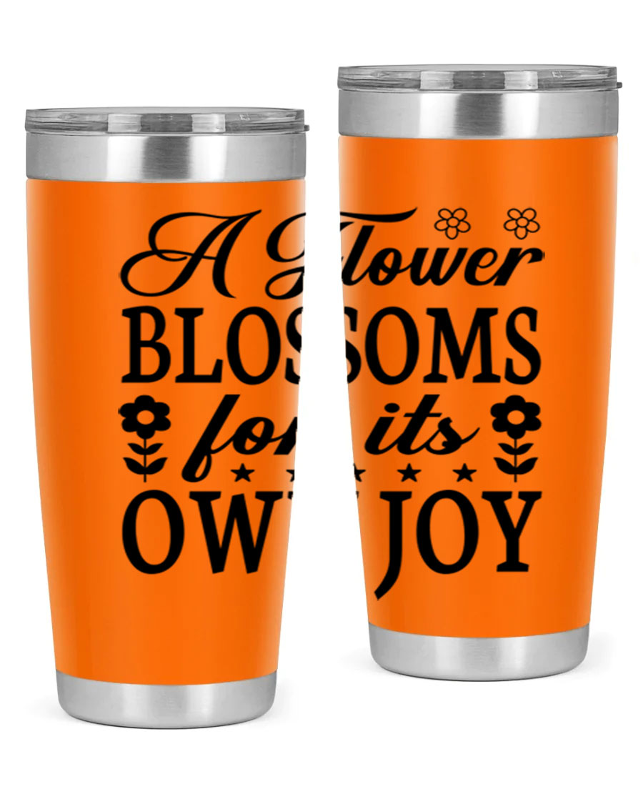 A stylish 20oz stainless steel tumbler featuring a floral design, perfect for keeping beverages hot or cold.