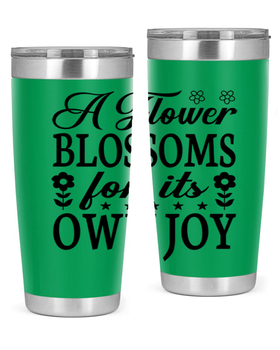 A stylish 20oz stainless steel tumbler featuring a floral design, perfect for keeping beverages hot or cold.