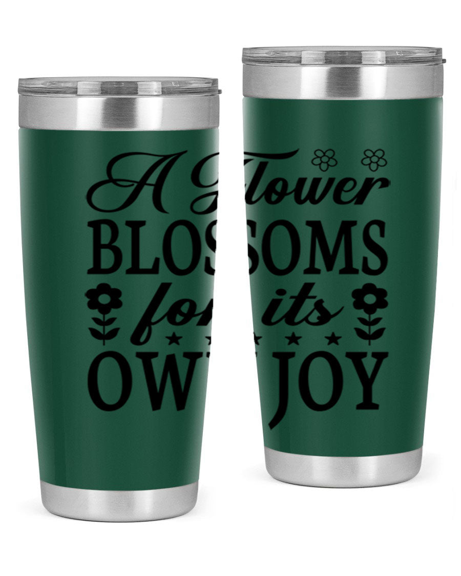 A stylish 20oz stainless steel tumbler featuring a floral design, perfect for keeping beverages hot or cold.