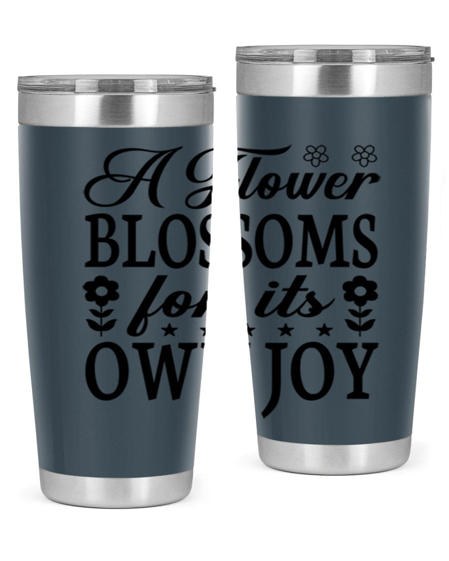 A stylish 20oz stainless steel tumbler featuring a floral design, perfect for keeping beverages hot or cold.