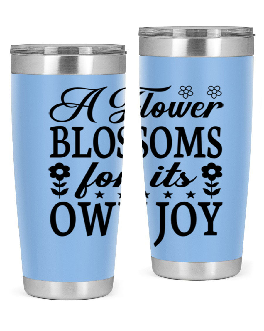 A stylish 20oz stainless steel tumbler featuring a floral design, perfect for keeping beverages hot or cold.