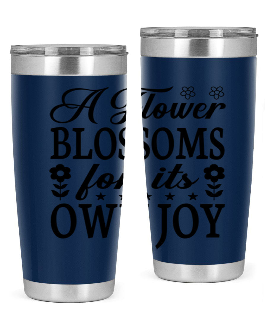 A stylish 20oz stainless steel tumbler featuring a floral design, perfect for keeping beverages hot or cold.